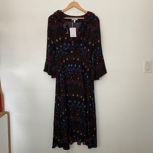 & Other Stories Long Sleeve V-Neck Boho Fairycore Midi Dress 4